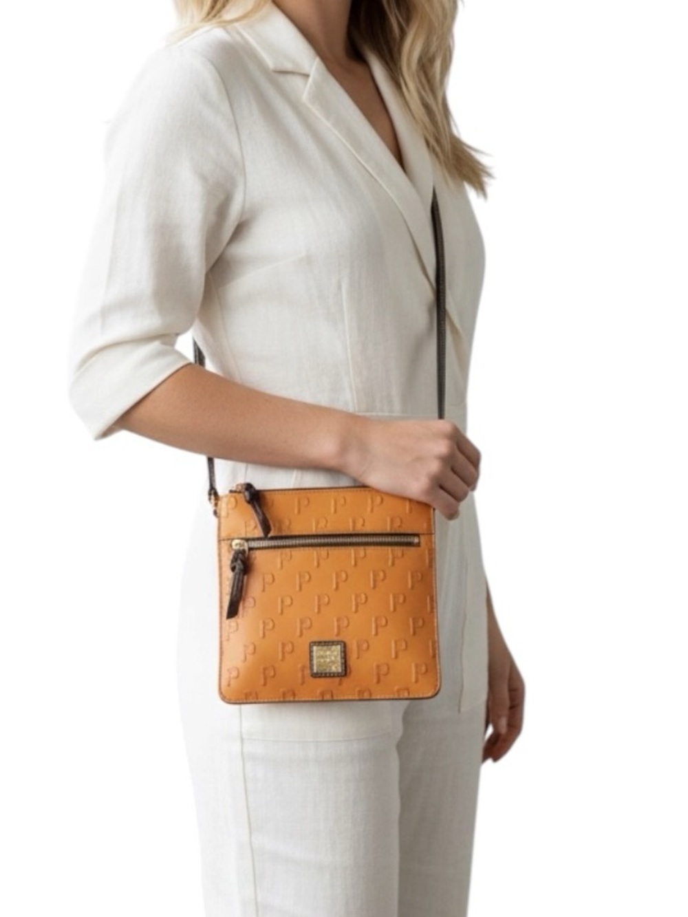 Dooney Bourke Pittsburgh Pirates MLB Crossbody Leather Purse Cognac Gold NWT